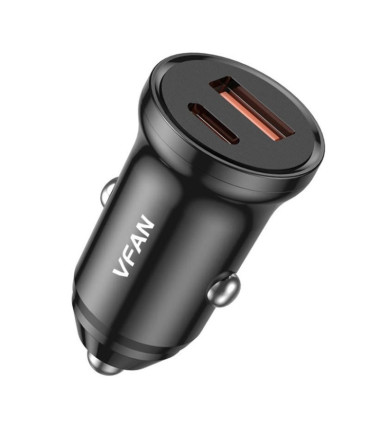 Ładowarka Samochodowa C03 Mini 20W USB + USB-C (Czarna)