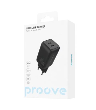 Proove Silicone Power 40W Ładowarka USB-C + USB-C Czarna