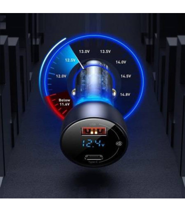 Ładowarka Samochodowa Baseus Digital Display U+C 65W