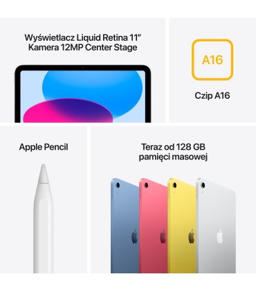 Apple iPad 11 A16 11. generacja 256 GB Wi-Fi Srebrny