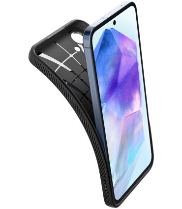 Etui Carbon Czarny Galaxy A55 – Wytrzymałość i Styl!