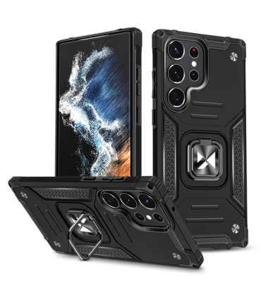 Etui Ring Armor Czarny Samsung Galaxy S23 Ultra – Wytrzymała Ochrona
