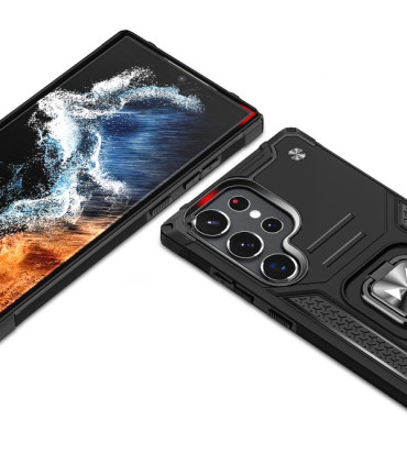 Etui Ring Armor Czarny Samsung Galaxy S23 Ultra – Wytrzymała Ochrona