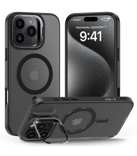 Etui MagStand Przezroczysty/Czarny iPhone 16 Pro – Styl i Funkcjonalność