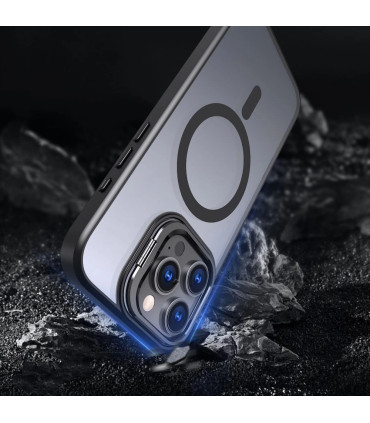 Etui MagStand Przezroczysty/Czarny iPhone 16 Pro – Styl i Funkcjonalność