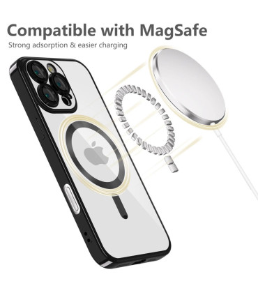 Etui MagFlex Przezroczysty/Czarny iPhone 16 Pro – Styl i Funkcjonalność