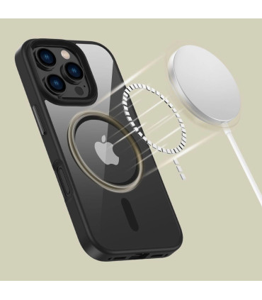 Etui MagMat Przezroczysty/Czarny iPhone 16 Pro – Matowa Elegancja