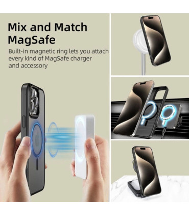 Etui MagEdge Przezroczysty/Czarny iPhone 16 Pro – Stylowa Ochrona