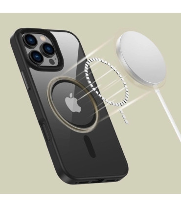 Etui MagMat Przezroczysty/Czarny iPhone 16 Pro – Matowa Elegancja