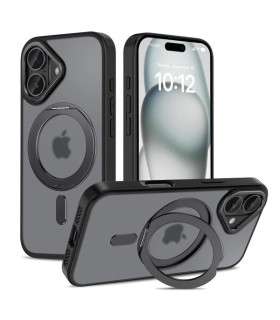 Etui MagRing Czarny iPhone 16 – Magnetyczna Ochrona i Styl