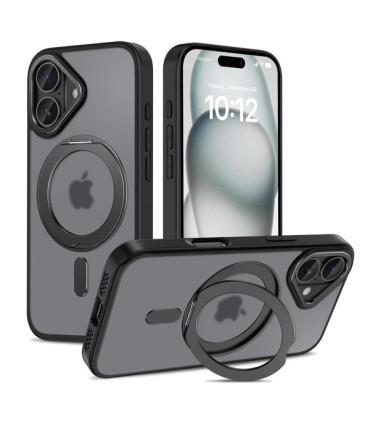 Etui MagRing Czarny iPhone 16 – Magnetyczna Ochrona i Styl