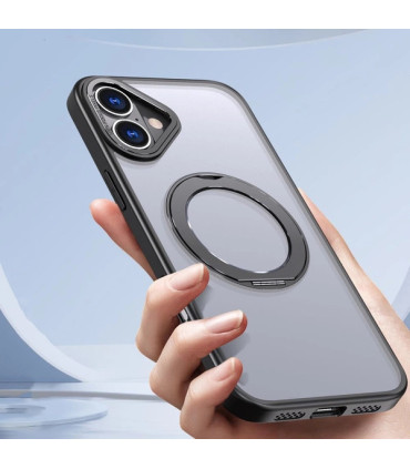 Etui MagRing Czarny iPhone 16 – Magnetyczna Ochrona i Styl