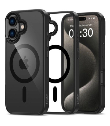 Etui MagMat Przezroczyste/Czarny iPhone 16 – Matowa Elegancja i Ochrona