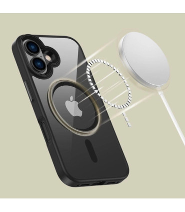 Etui MagMat Przezroczyste/Czarny iPhone 16 – Matowa Elegancja i Ochrona