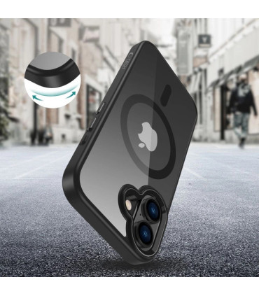 Etui MagMat Przezroczyste/Czarny iPhone 16 – Matowa Elegancja i Ochrona