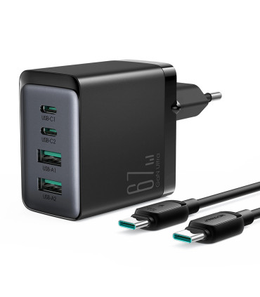 "Ładowarka Joyroom 67W – 4 Porty, 100W, Czarna | 1.2m Kabel"