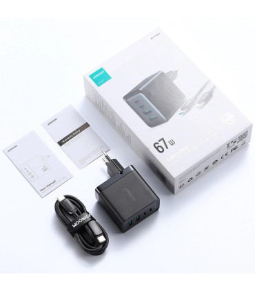 "Ładowarka Joyroom 67W – 4 Porty, 100W, Czarna | 1.2m Kabel"