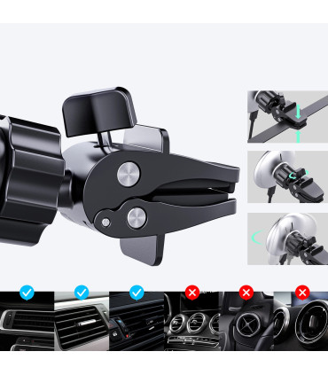 Acefast Uchwyt na kratkę Qi 15W D3 z MagSafe