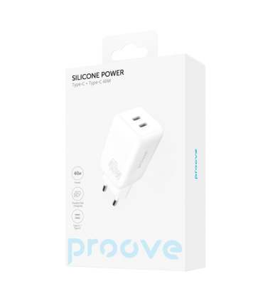 Ładowarka Ścienna Proove 40W (2x USB-C) – Biała