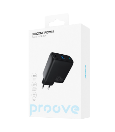 Ładowarka Proove Silicon Power 45W Plus – USB-C i USB, Czarna