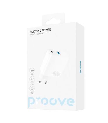 Ładowarka Proove Silicon Power 45W Plus – USB-C i USB, Biała