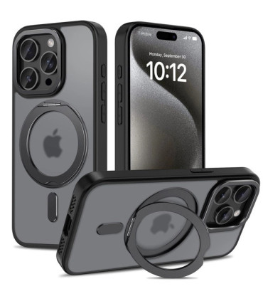 Etui Tech-Protect MagRing iPhone 15 Pro – Czarne, MagSafe, Podstawka