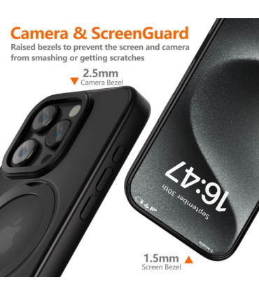 Etui Tech-Protect MagRing iPhone 15 Pro – Czarne, MagSafe, Podstawka