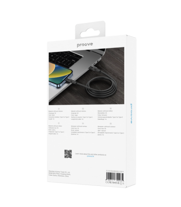 Kabel Proove Soft Silicone Type-C do Type-C 60W (1m) – Wytrzymałość i Szybkie Ładowanie