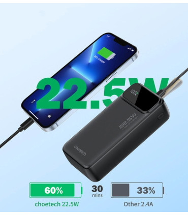 Choetech Power Bank 30000mAh – Szybkie Ładowanie PD22.5W