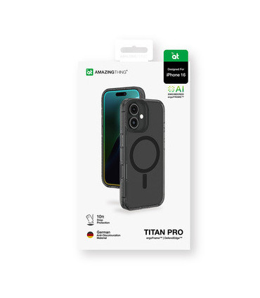 Etui Titan Pro MagSafe iPhone 16 – Przezroczysto-Czarny