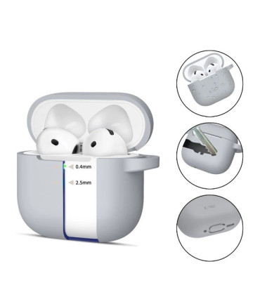 Etui Tech-Protect Silicone Hook AirPods 4 – Szara Ochrona!