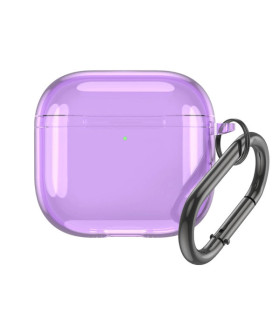 Przezroczyste etui na AirPods 4 – Fioletowa Ochrona!"