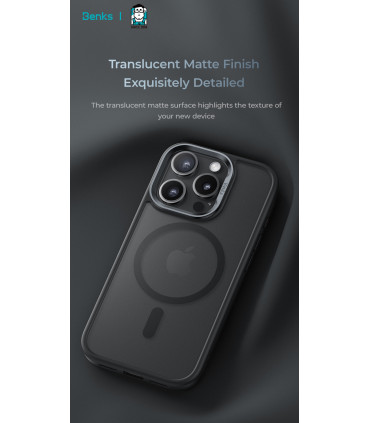 Benks Etui Magnetic Mist Metal Frame – iPhone 16 Pro  Szary