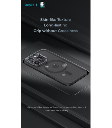 Benks Etui Magnetic Mist Metal Frame – iPhone 16 Pro  Szary
