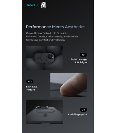 Benks Etui Magnetic Mist Metal Frame – iPhone 16 Pro  Szary