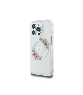 Etui Guess IML Flowers Wreath MagSafe do iPhone 16 Pro Max