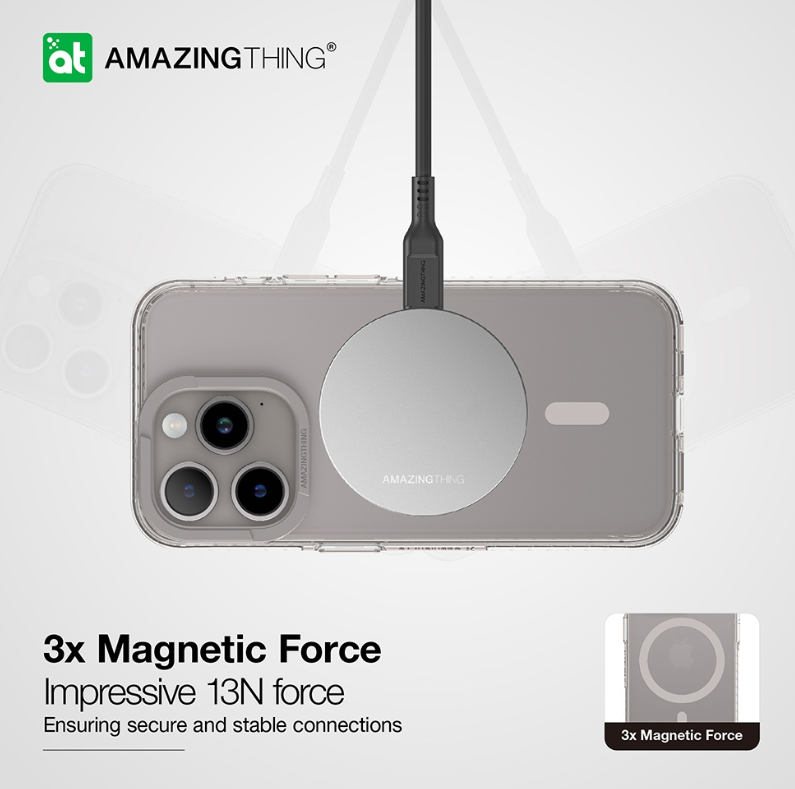 Etui Amazing Thing Minimal MagSafe Tytan - widok boczny