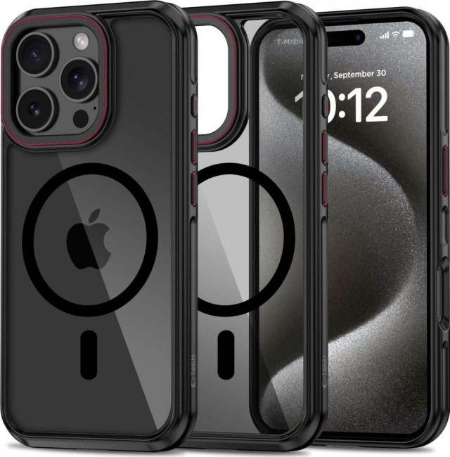 Tech-Protect MagHybrid MagSafe iPhone 16 Pro przód czarno-czerwony