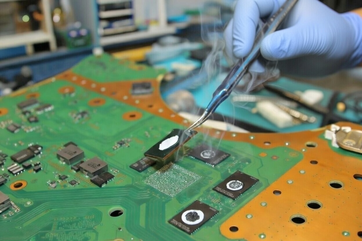 Proces naprawy dysku SSD PlayStation 5 – mikrolutowanie kontrolera