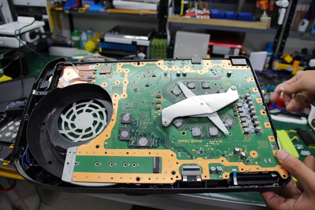 Proces naprawy gniazda HDMI w PlayStation 5 Pro – mikrolutowanie