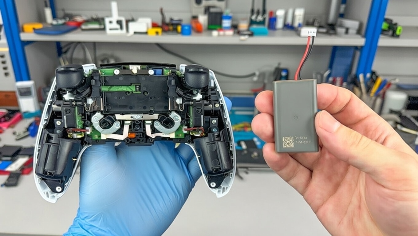 Stary i nowy pad DualSense z wymienioną baterią