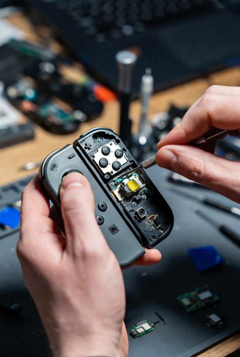 Joy-Con z widocznym driftem – brudne analogi