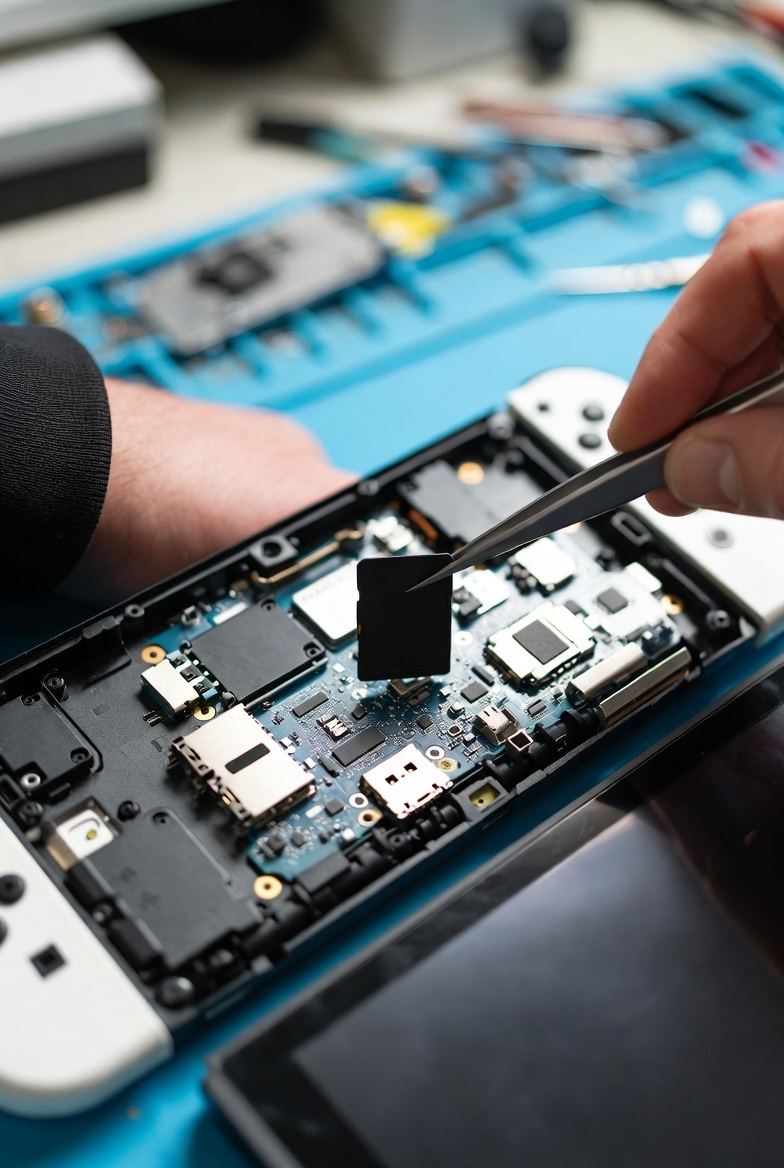 Uszkodzony slot karty SD Nintendo Switch – wygięte lub złamane piny