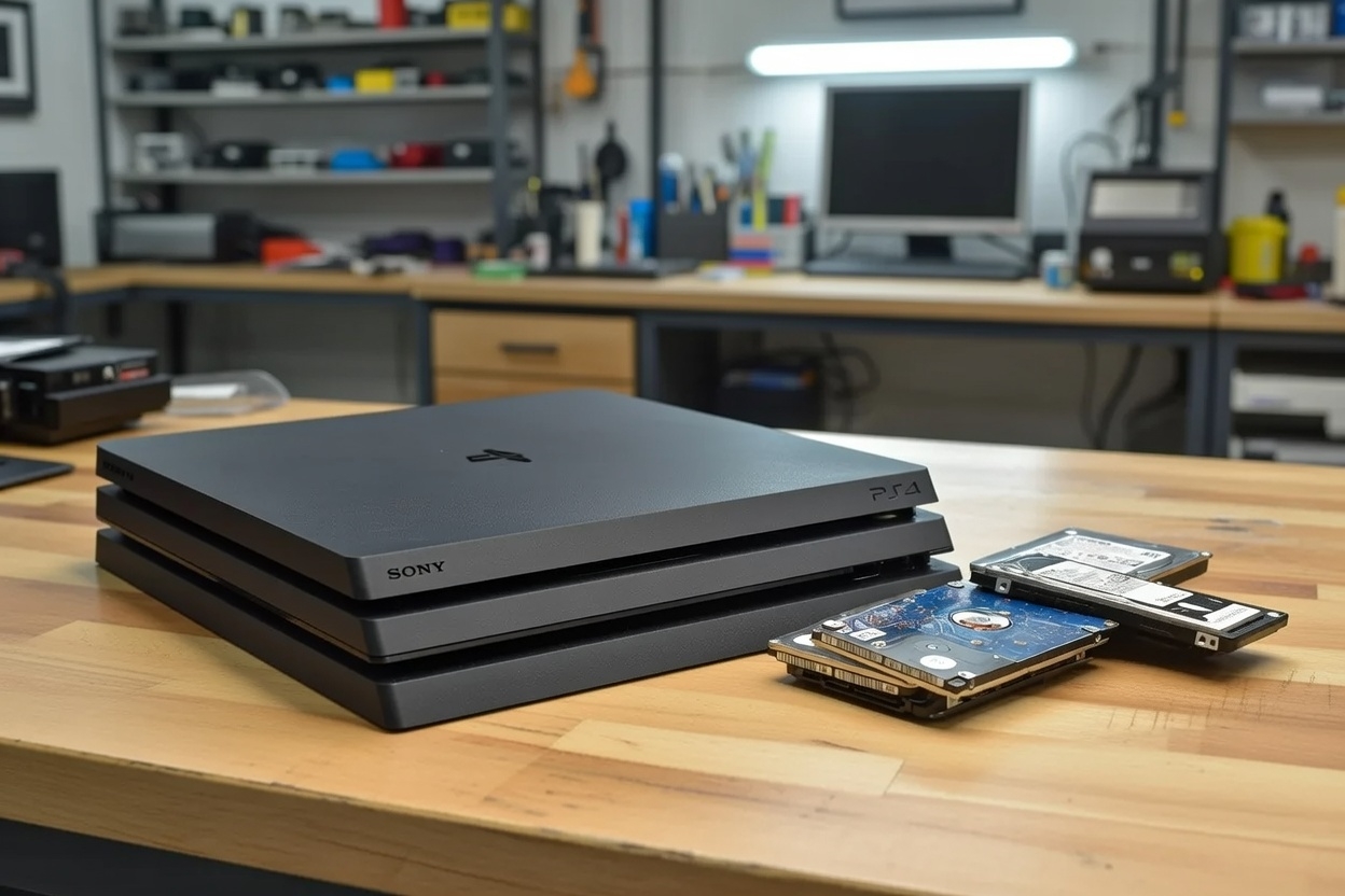 Proces **wymiany dysku na SSD** w PlayStation 4 FAT