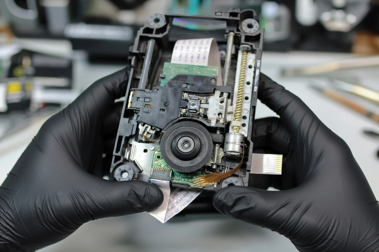 Uszkodzony mechanizm wciągania płyty PlayStation 4 Slim – zużyty pasek i rolki