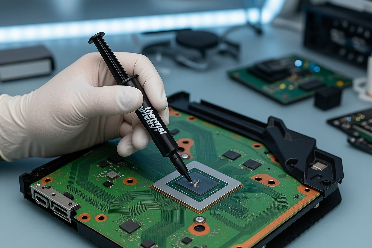 Proces **czyszczenia i wymiany pasty termicznej** w PlayStation 4