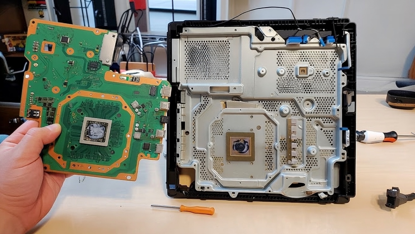 Wnętrze PlayStation 4 pełne kurzu – przed czyszczeniem