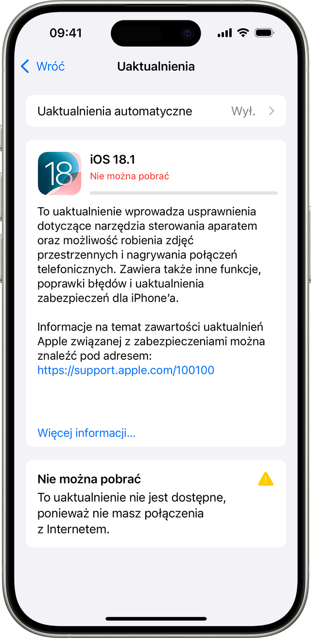 Problemy z instalacją iOS 18