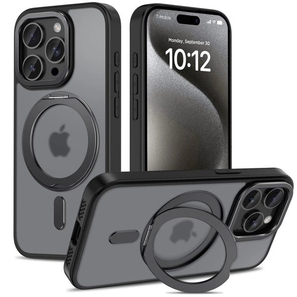 Etui Tech-Protect MagRing MagSafe z podstawką na iPhone 15 Pro - czarne